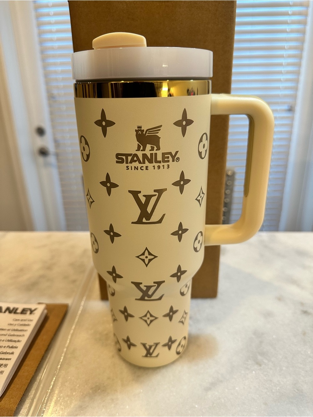 Stanley Louis Vuitton Unique Collaboration 40oz Cream & Gold Tumbler